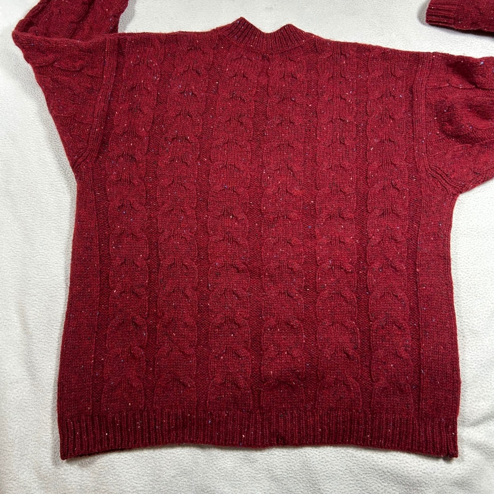 Vintage Gap Sweater Mens XL Red 100% Wool Cable Knit V-Neck Donegal Fleck - Picture 8 of 8